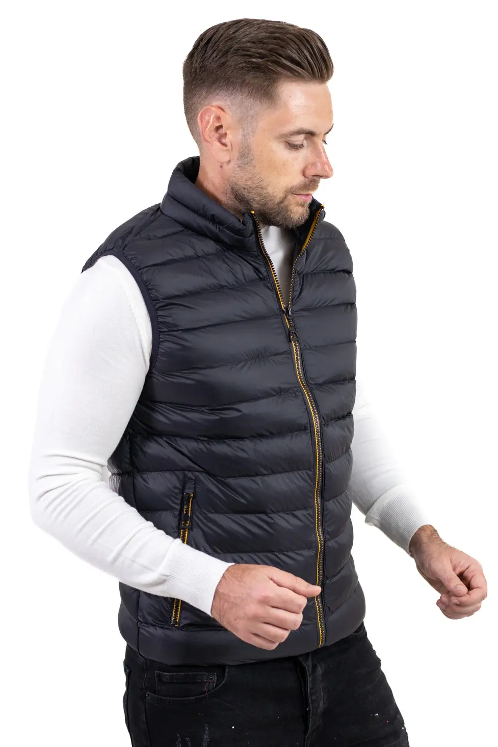 Vestă matlasată neagra bărbați – grosime medie, casual [2]