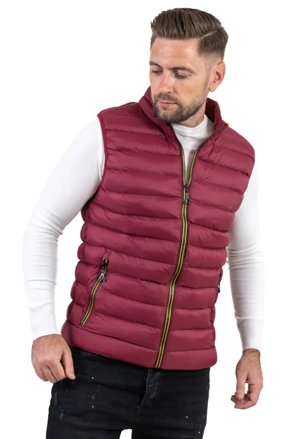Vestă matlasată bordo bărbați – grosime medie, casual [1]
