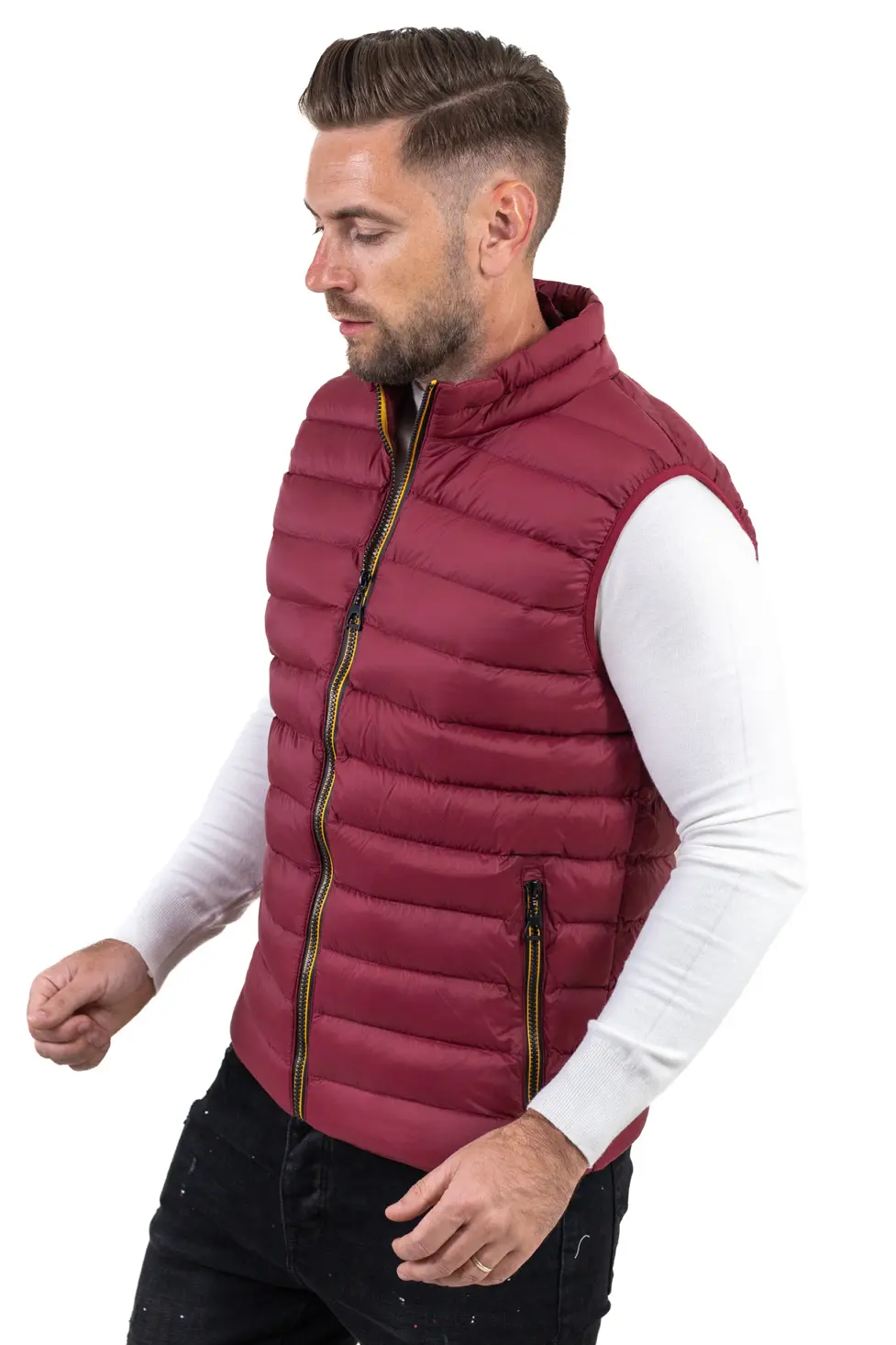 Vestă matlasată bordo bărbați – grosime medie, casual [3]