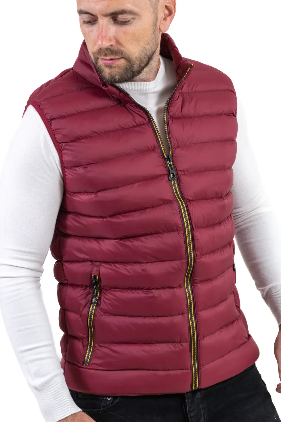 Vestă matlasată bordo bărbați – grosime medie, casual [2]