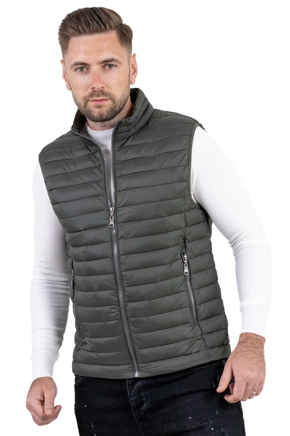 VESTE - Vesta regular fit usoara verde militar subtire